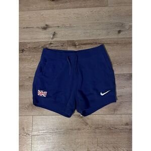 Nike Sportswear Womens Blue Great Britain Cotton Shorts Size Medium